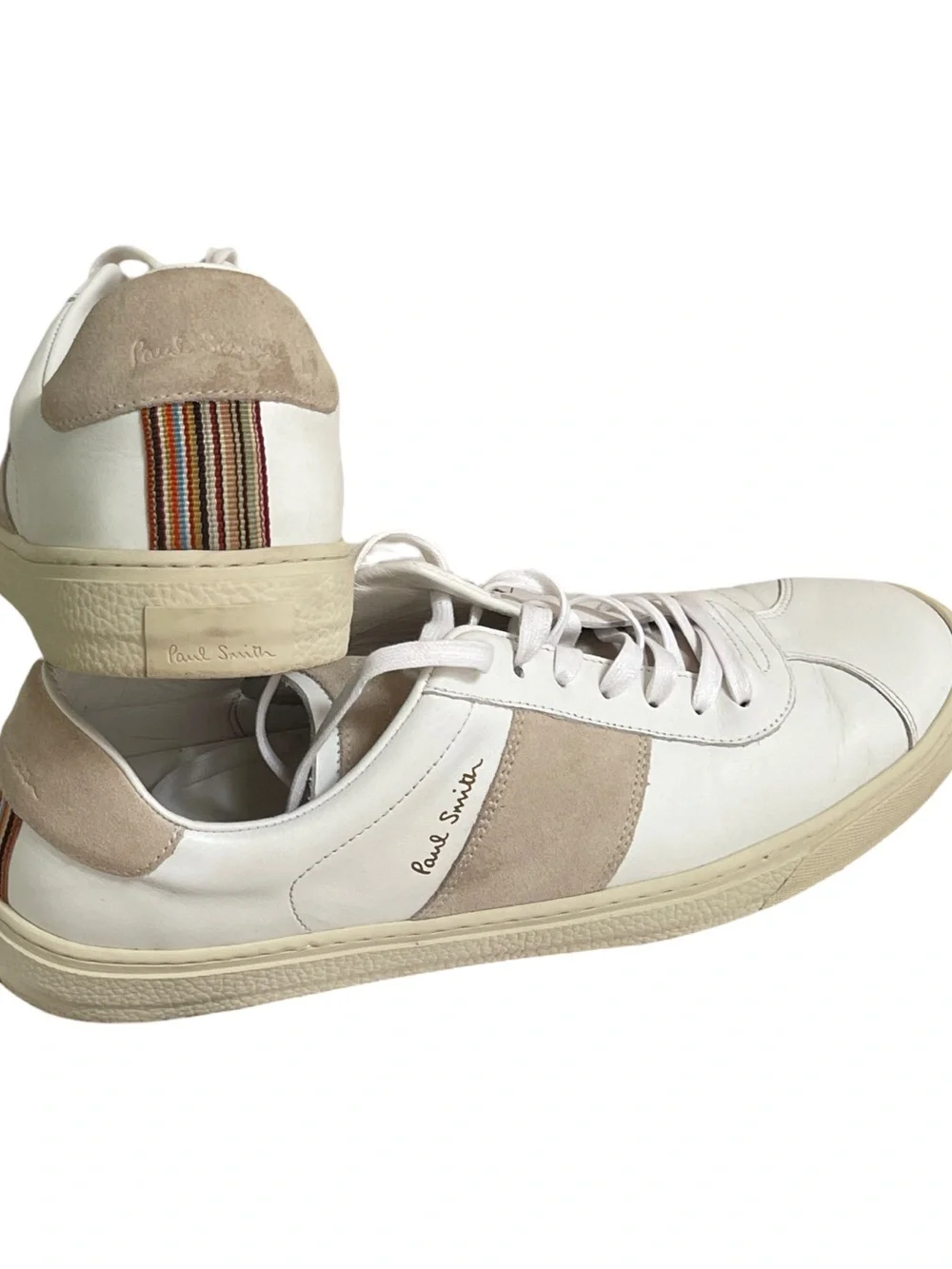 Paul Smith White and Beige Low-Top Sneakers